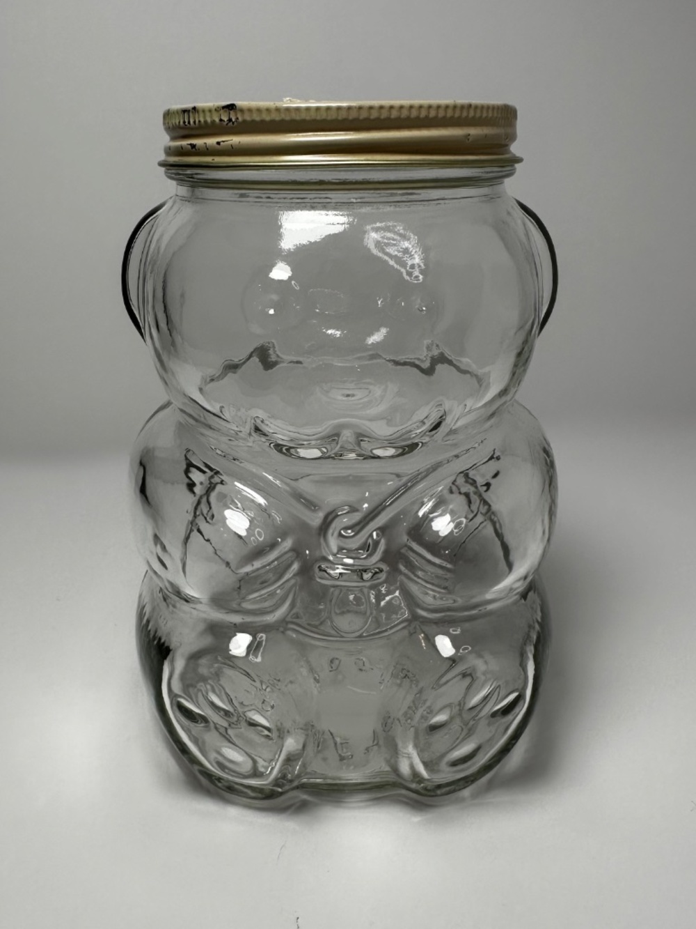 Vintage 1988 Kraft Glass Honey Bear Jar 750g Clear Figural Storage Jar Canada - Picture 4 of 8